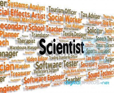 Scientist Job Shows Occupation Work And Position Stock Image