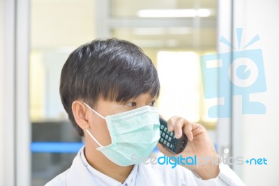 Scientist With Equipment And Science Experiments Stock Photo