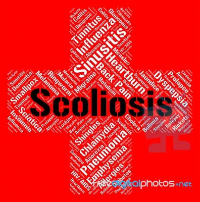 Scoliosis Word Shows Ill Health And Ailment Stock Image