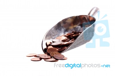 Scoop Of Coins Stock Photo
