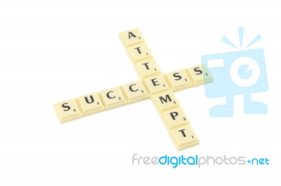Scrabble English Alphabet Wording Success And Attempt Stock Photo