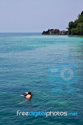 Scuba Diving In Thai Sea Stock Photo