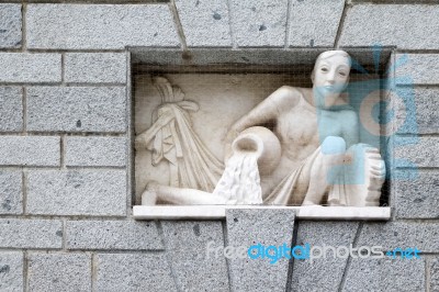 Sculpture Set Into A Wall In Bergamo Stock Photo