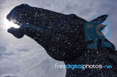 Sculptures The Kelpies At The Helix Park In Falkirk, Scotland Stock Photo