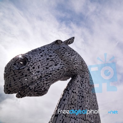 Sculptures The Kelpies At The Helix Park In Falkirk, Scotland Stock Photo