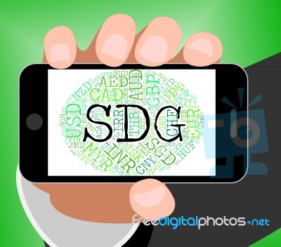 Sdg Currency Shows Exchange Rate And Broker Stock Image