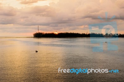 Sea At Sunset From Sarasin Bridge Stock Photo