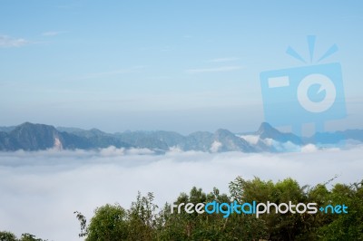 Sea Of Mist View Point At Mae Moei Stock Photo