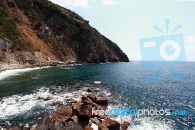 Sea View And Cliffs In Riomaggiore G Stock Photo Sea View And Cliffs In Riomaggiore G Stock Photo