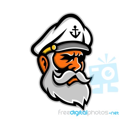 Seadog Sea Captain Head Mascot Stock Image