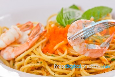 Seafood Pasta Stock Photo