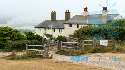Seaford, Sussex/uk - July 23 : Old Coastguard Cottages At Seafor… Stock Photo