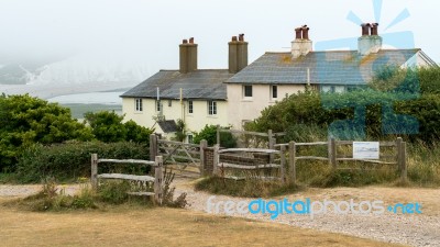 Seaford, Sussex/uk - July 23 : Old Coastguard Cottages At Seafor… Stock Photo