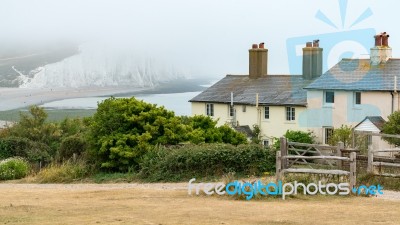 Seaford, Sussex/uk - July 23 : Old Coastguard Cottages At Seafor… Stock Photo