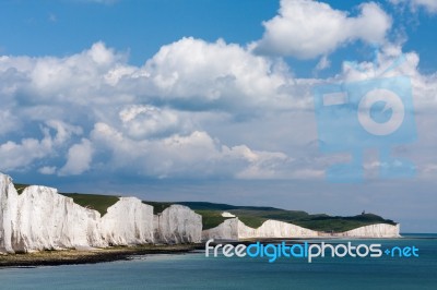 Seaford, Sussex/uk - June 12 : Storm Brewing Over The Seven Sist… Stock Photo