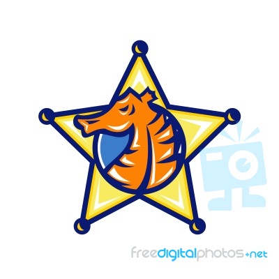 Seahorse Sheriff Star Isolated Stock Image