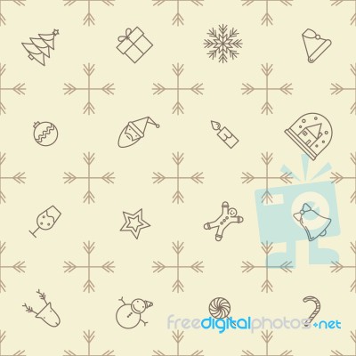 Seamless Outline Christmas Pattern Stock Image