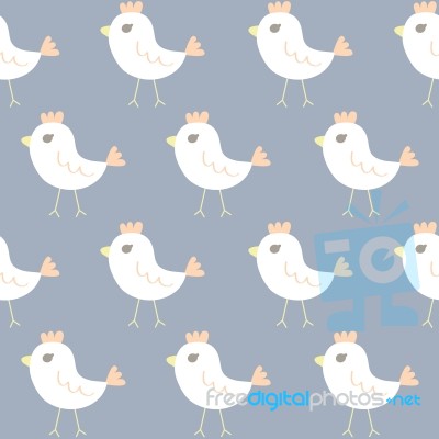 Seamless Pattern Of  Chicken Cartoon, Illustration Background Stock Image