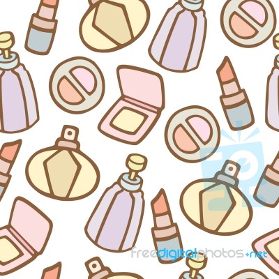 Seamless Pattern Of Cosmetics Illustration Background Stock Image