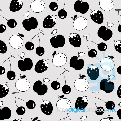 Seamless Pattern Of Fruit Illustration Background Stock Image