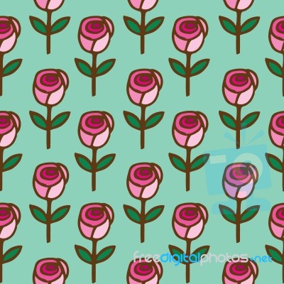 Seamless Pattern Of  Roses Flower Stock Image