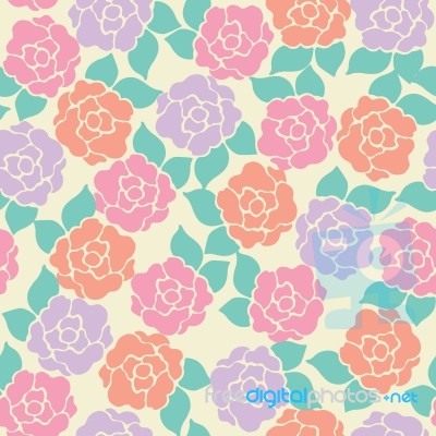 Seamless Pattern Of  Roses Flower Stock Image