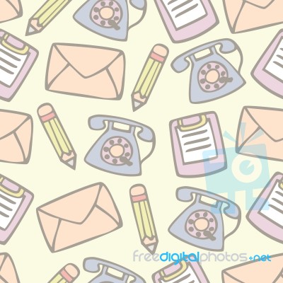 Seamless Pattern Of Tools For Office Supply, Illustration Background Stock Image