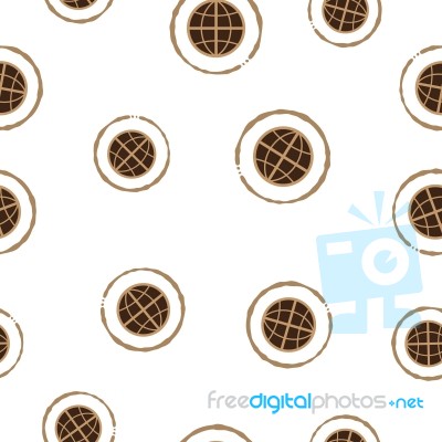 Seamless Pattern With Coffee World With Cup Stain  Illustr Stock Image