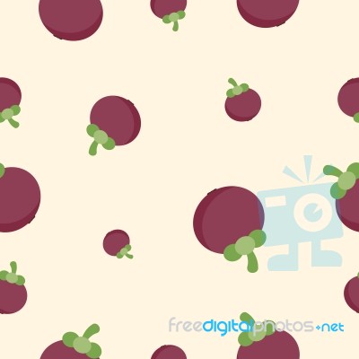 Seamless Pattern With Mangosteen  Illustration Stock Image
