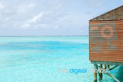 Seascape And Water Villas Detail In Maldives Stock Photo