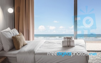 Seaview Bedroom Stock Photo