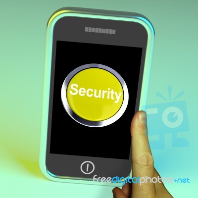 Security Button On Mobile Screen Stock Image