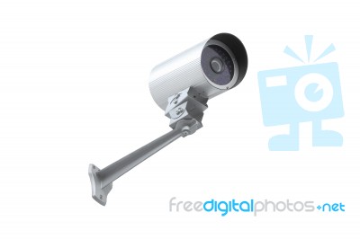 Security Camera And Connector Isolated On White Background Stock Photo