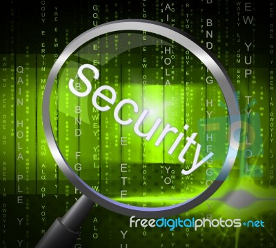 Security Magnifier Means Encryption Password And Magnifying Stock Image