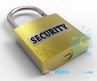 Security Padlock Represents Secure Privacy 3d Rendering Stock Image