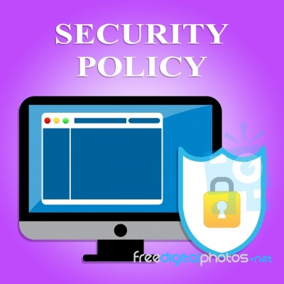 Security Policy Represents Privacy Agreement And Computers Stock Image