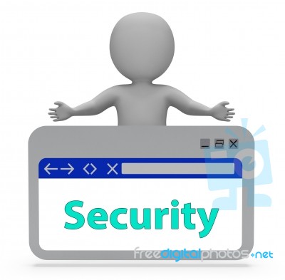 Security Webpage Shows Internet Encryption 3d Rendering Stock Image
