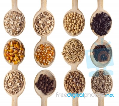 Seeds On Wooden Spoon Stock Photo
