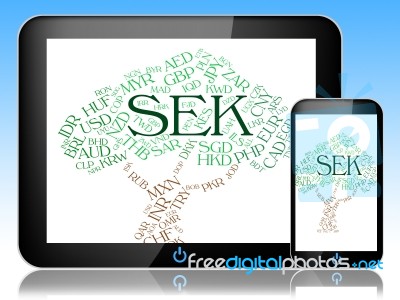 Sek Currency Represents Worldwide Trading And Exchange Stock Image