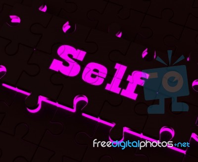 Self Puzzle Shows Believe Me My Yourself Or Myself Stock Image