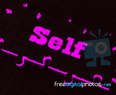 Self Puzzle Shows Believe Me My Yourself Or Myself Stock Image
