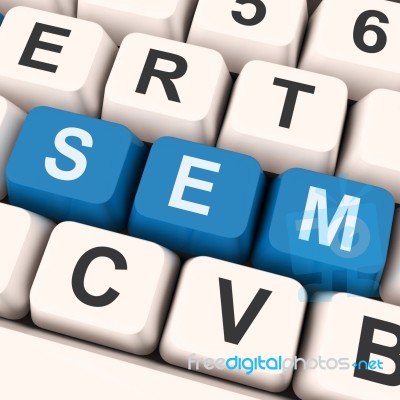 Sem Keys Shows Online Marketing Or Search Engine Optimization
 Stock Image