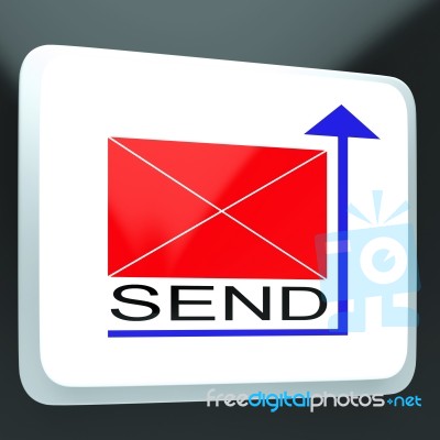 Send Mail Button Showing Online Correspondence Stock Image