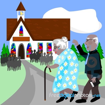 Seniors Going To Church Stock Image