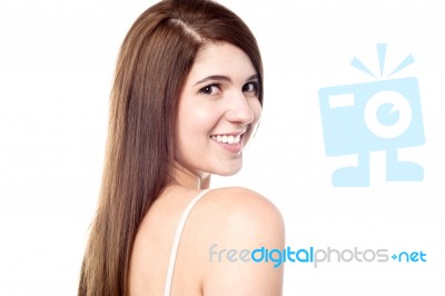 Sensual Woman Wearing A Bright Smile Stock Photo