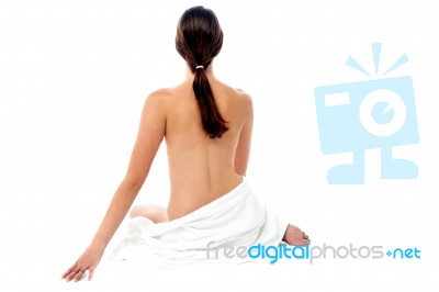 Sensuous Lady Showing Her Bare Back Stock Photo
