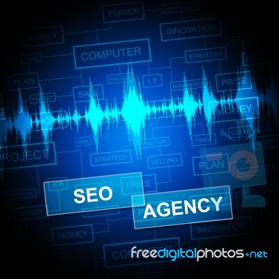 Seo Agency Shows Search Engine And Agent Stock Image