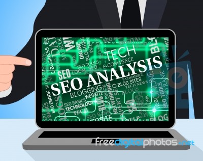 Seo Analysis Shows Search Engines And Analytic Stock Image