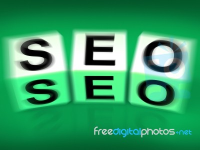 Seo Blocks Displays Search Engine Optimization Online Stock Image
