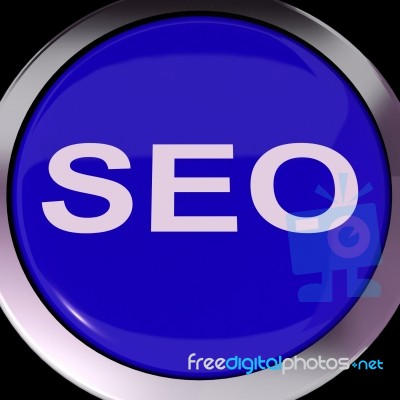 Seo Button Shows Increase Search Engine Optimization Stock Image